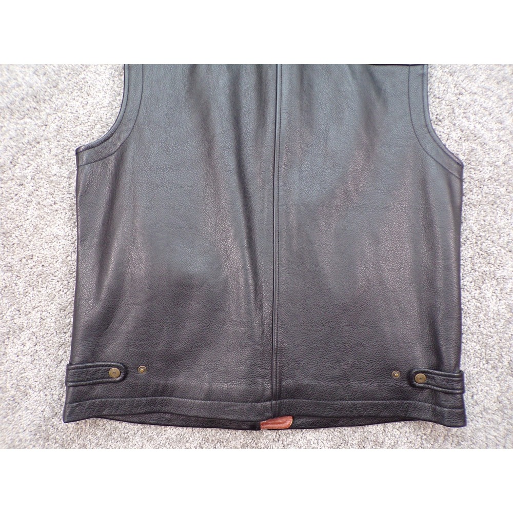 Vintage 90s The Territory Ahead Black Motorcycle Biker Vest Men's Large Lined - Picture 9 of 12
